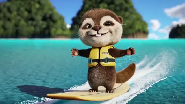 otter-on-surfboard